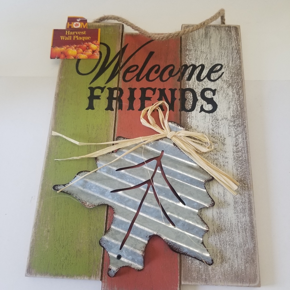 Welcome Friends Autumn Harvest Holiday Wall Sign